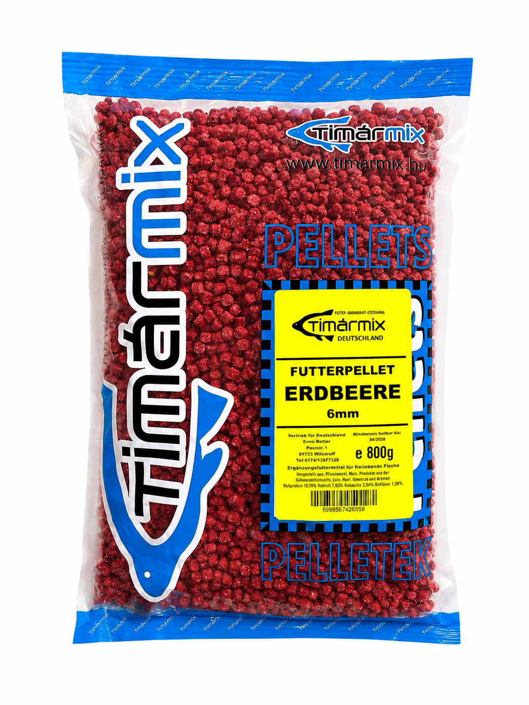 Futterpellets Erdbeere 6 mm – 800 g | Lockpellets für Karpfen & Method Feeder