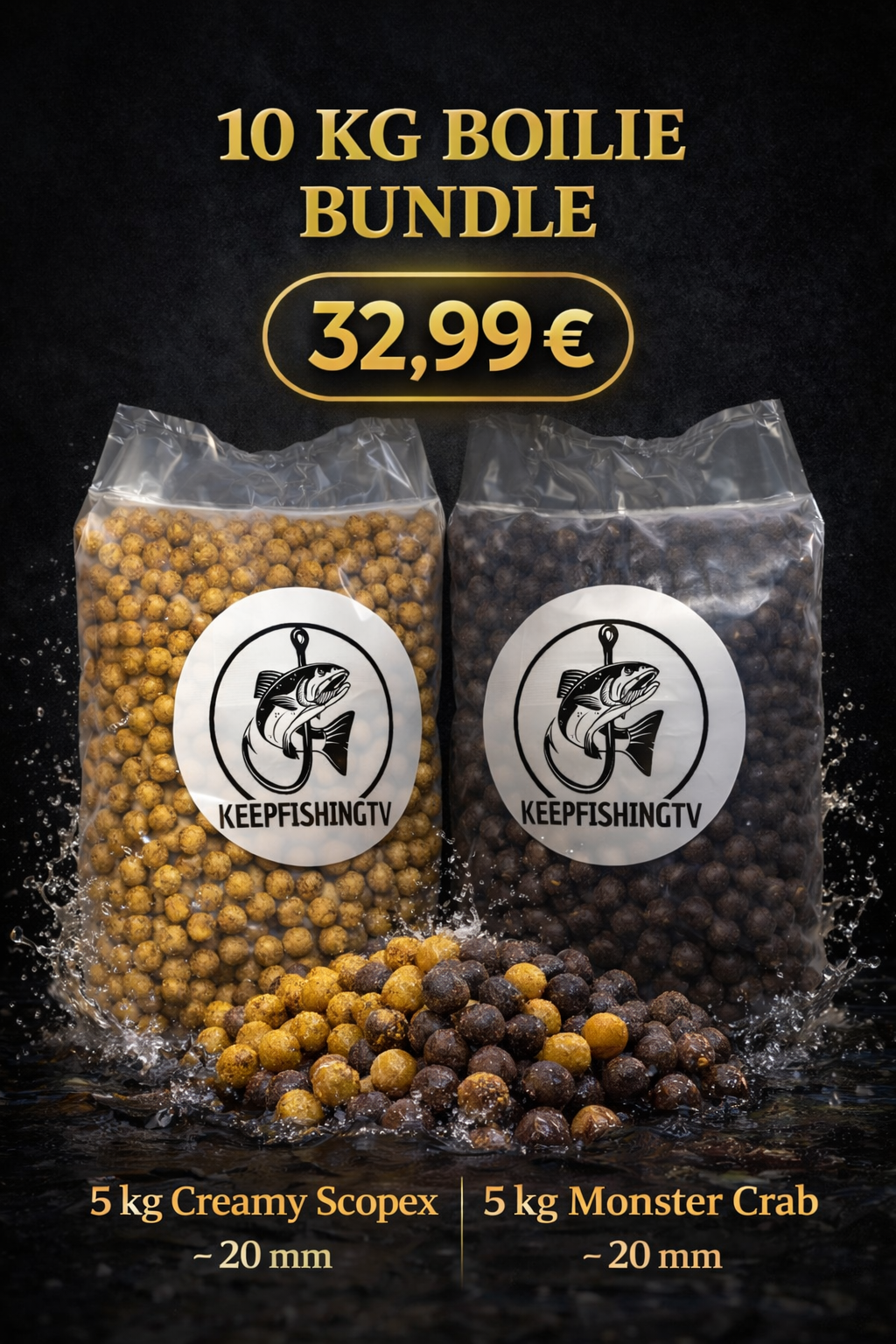 10kg Boilie Bundle – Creamy Scopex & Monster Crab – 20mm – Karpfen/Carp Top Preis!