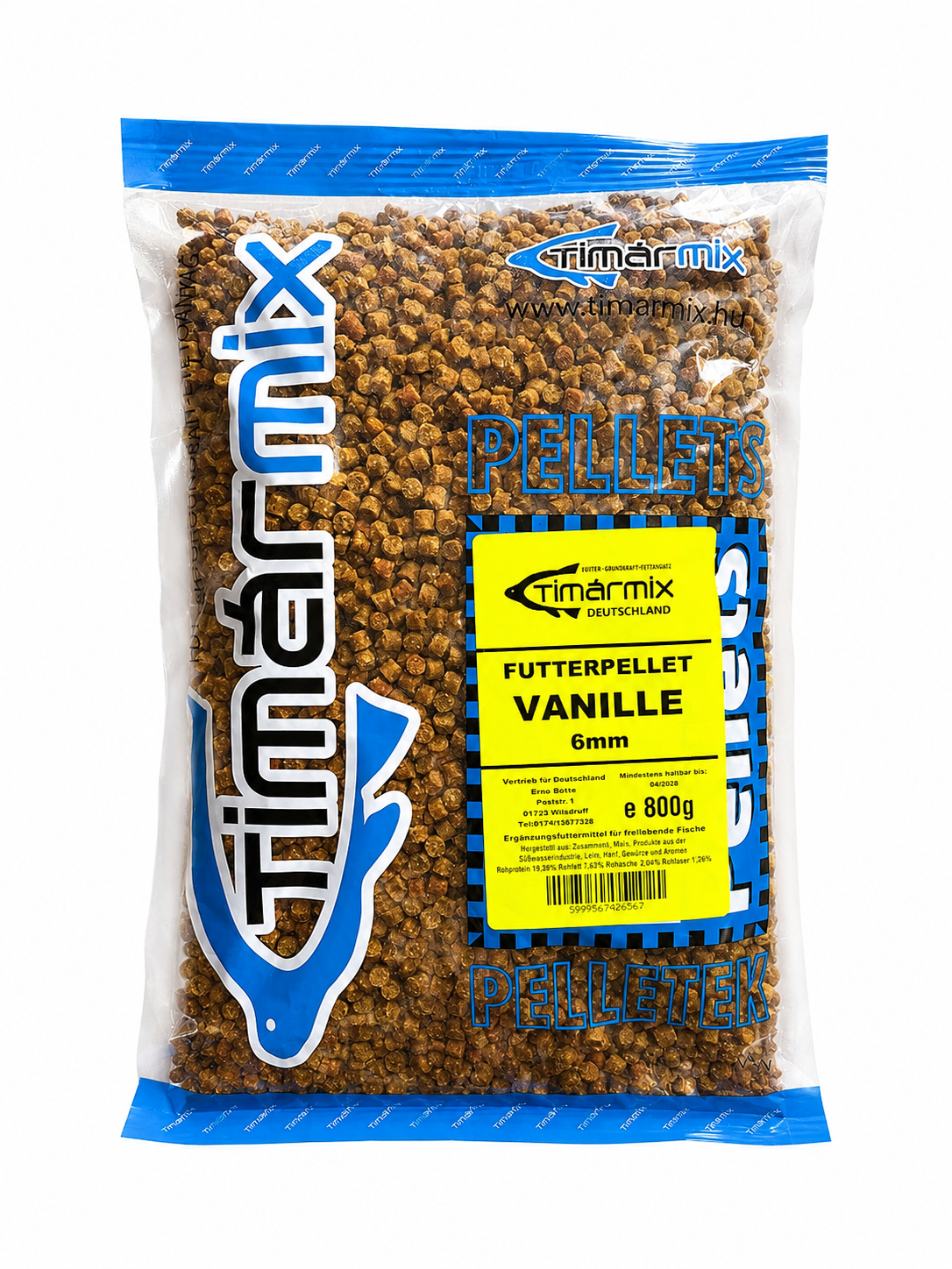 Futterpellets Vanille 6 mm – 800 g | Lockpellets für Karpfen & Method Feeder
