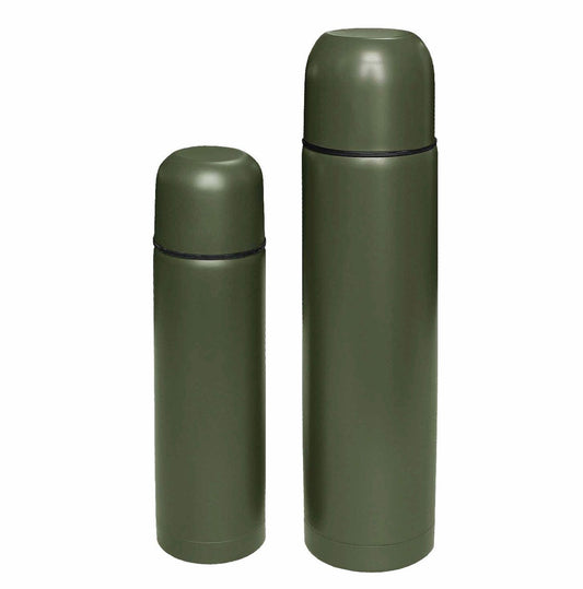 Vakuum-Thermosflasche Edelstahl 0,5 L & 1,0 L – Oliv | Thermoskanne für heiße & kalte Getränke