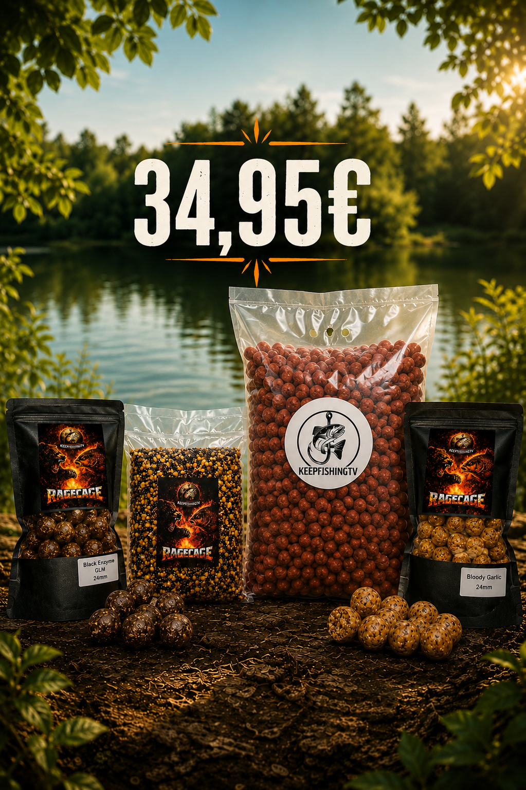 Paket für Großkrapfen | 24mm Boilies/Partikelmix Gekocht/20mm Krill Boilies