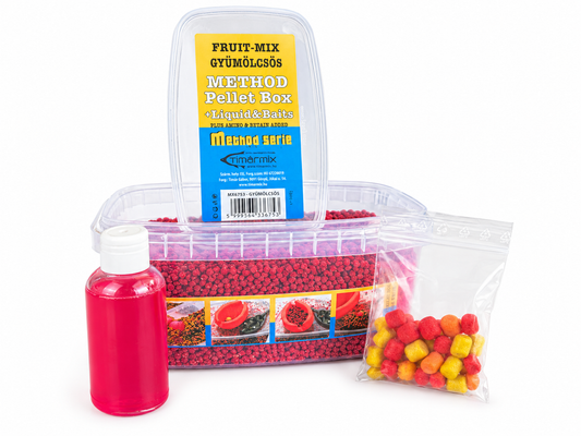 Method Feeder Fruit Mix Set 500Gramm | Pelletbox mit Aroma & Hakenköder 3in1